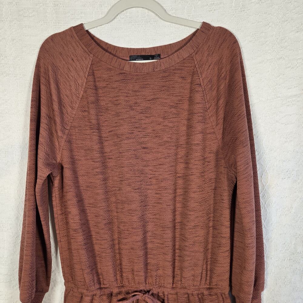 Prana Foundation Long Sleeve Dress Small Rust Tie Waist Pocket Casual Athleisure - Picture 2 of 11